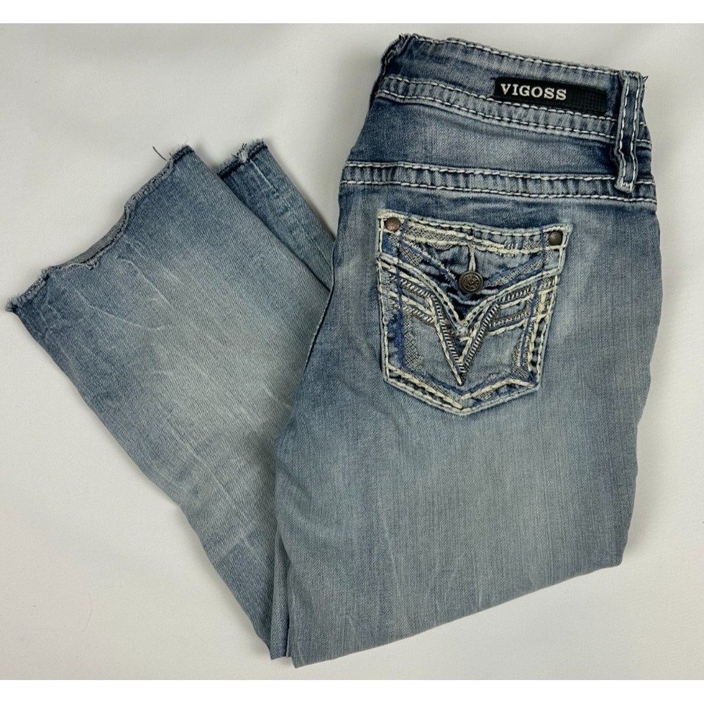 Vigoss The Dallas Capri Thick Stitch Light Wash Women's Jean Sz:  11/12w 21L